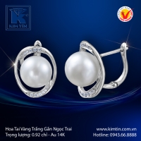 Hoa Tai Vàng Trắng Gắn 14K