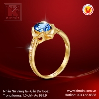 Nhẫn Nữ Vàng 24K Gắn Đá Topaz