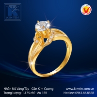 Nhẫn Kim Cương Vàng Màu 18K