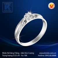 Nhẫn Kim Cương Vàng Trắng 18K