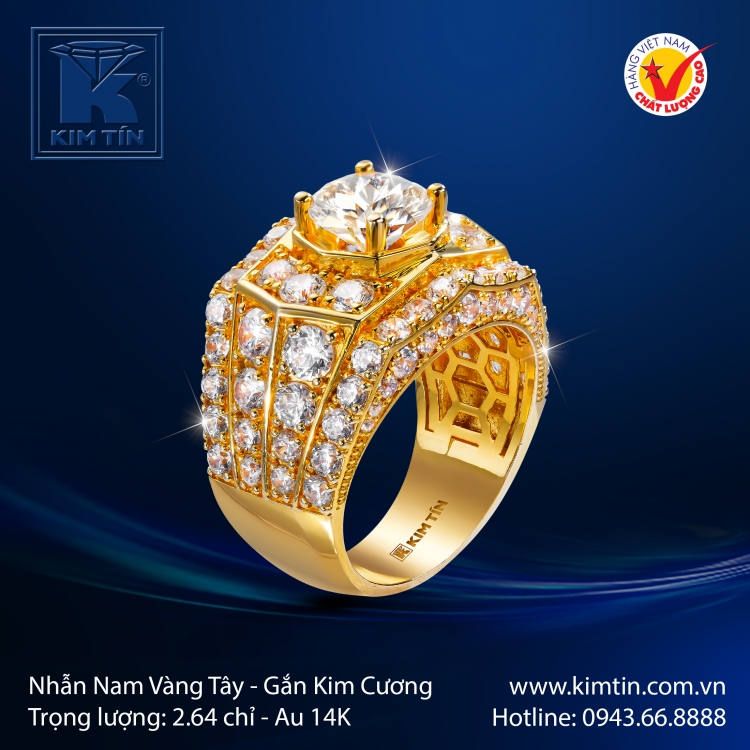 Nhẫn Nam Vàng Màu 14K