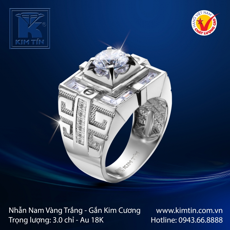 Nhẫn Kim Cương Vàng Trắng 18K