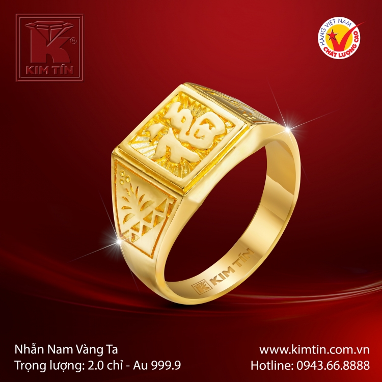 Nhẫn Nam Vàng 24K