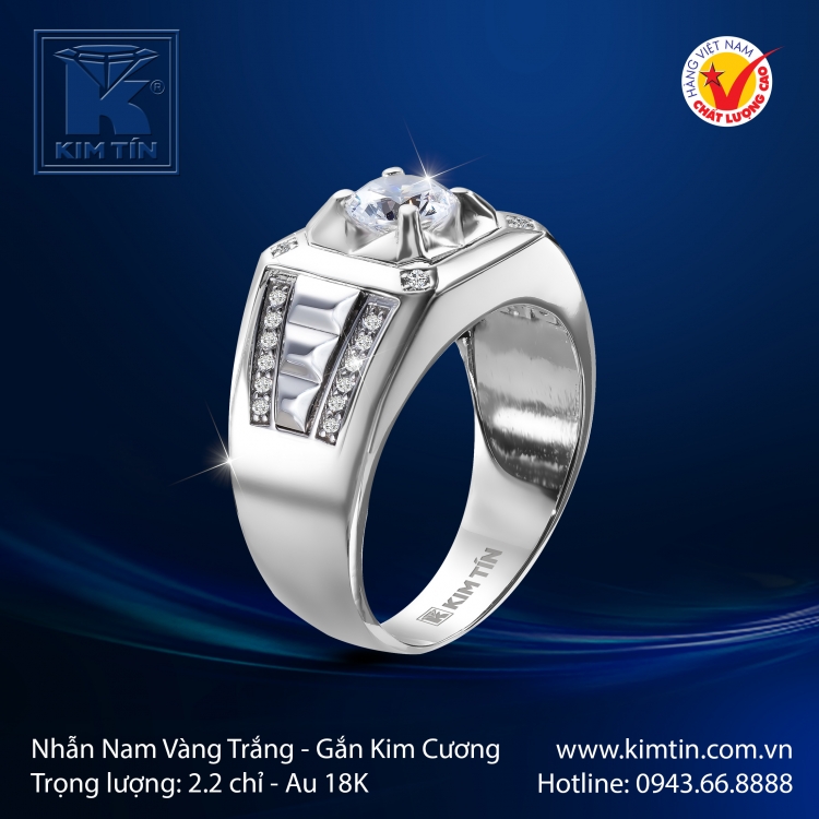 Nhẫn Kim Cương Vàng Trắng 18K