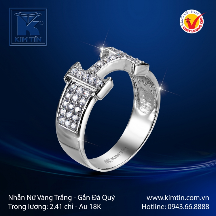 Nhẫn Nữ Vàng Trắng 18K