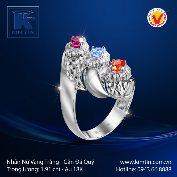 Nhẫn Nữ Vàng Trắng 18K