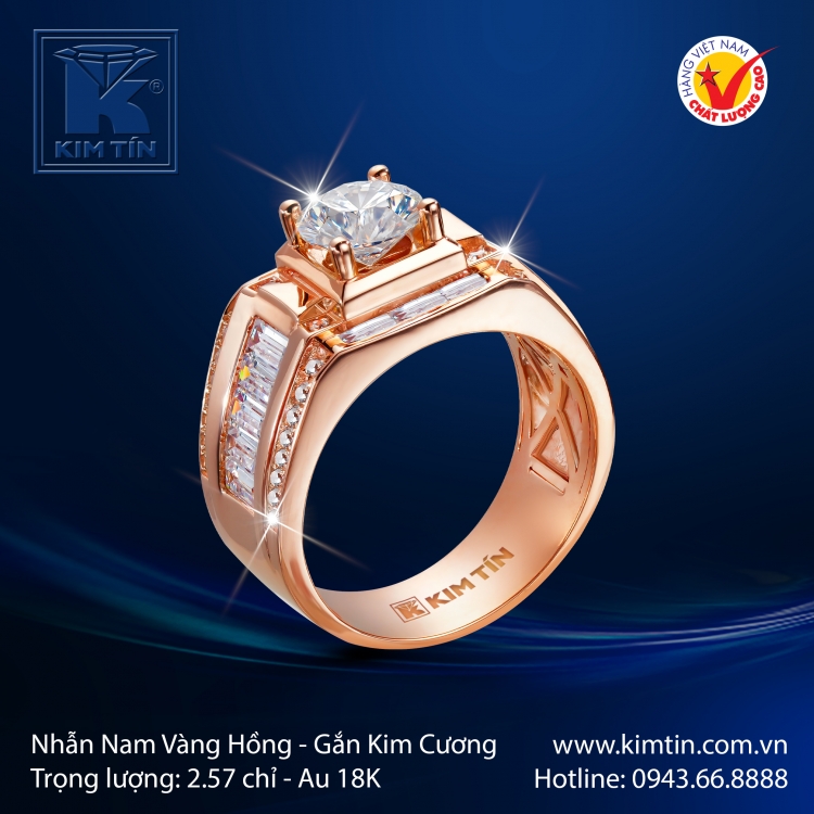 Nhẫn Nam Vàng Màu 18K