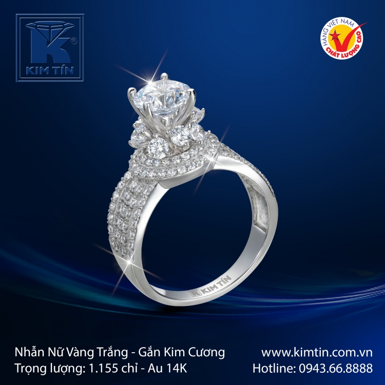 Nhẫn Nữ Vàng Trắng 14K