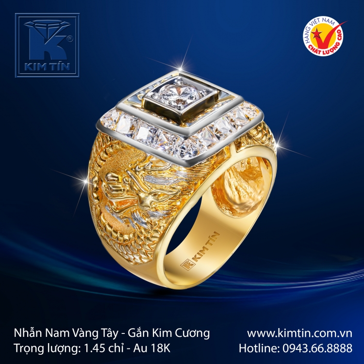 Nhẫn Nam Vàng Màu 18K