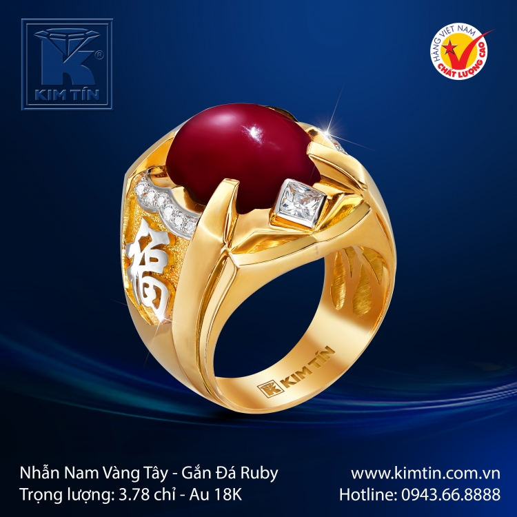 Nhẫn Nam Vàng Màu 18K