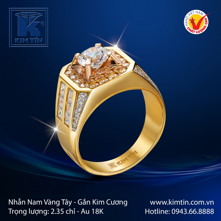 Nhẫn Kim Cương Vàng Màu 18K