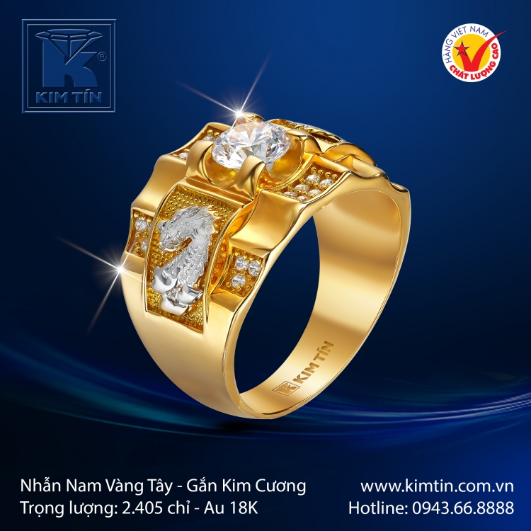 Nhẫn Kim Cương Vàng Màu 18K