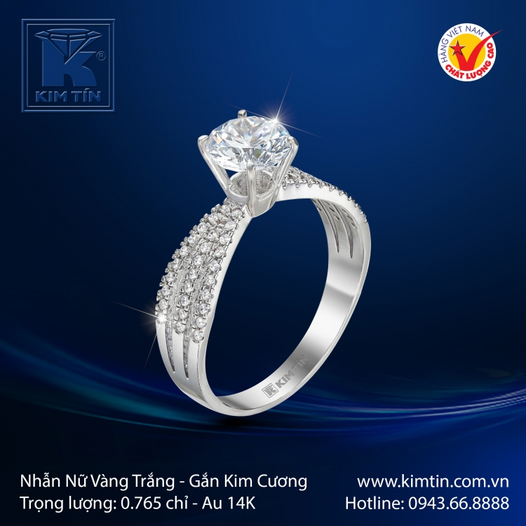 Nhẫn Nữ Vàng Trắng 14K