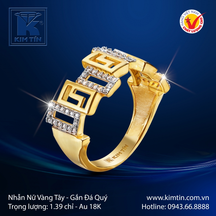 Nhẫn Nữ Vàng Màu 18K