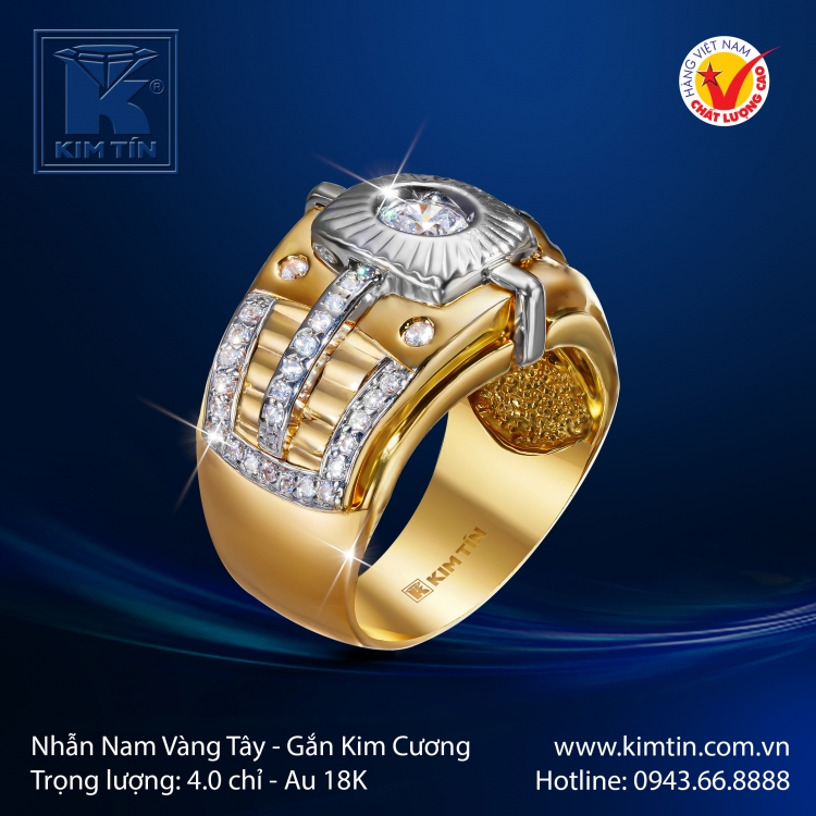 Nhẫn Nam Vàng Màu 18K