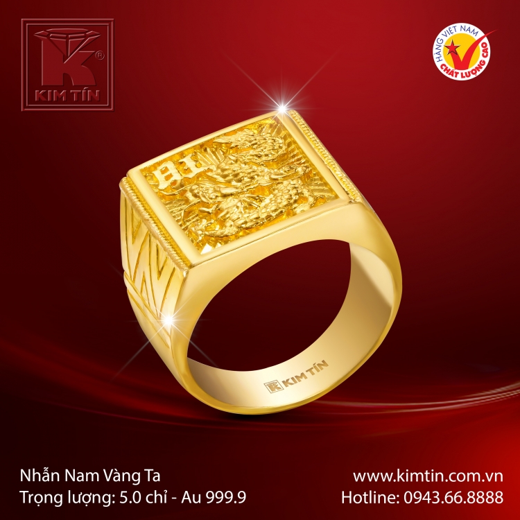 Nhẫn Nam Vàng 24K