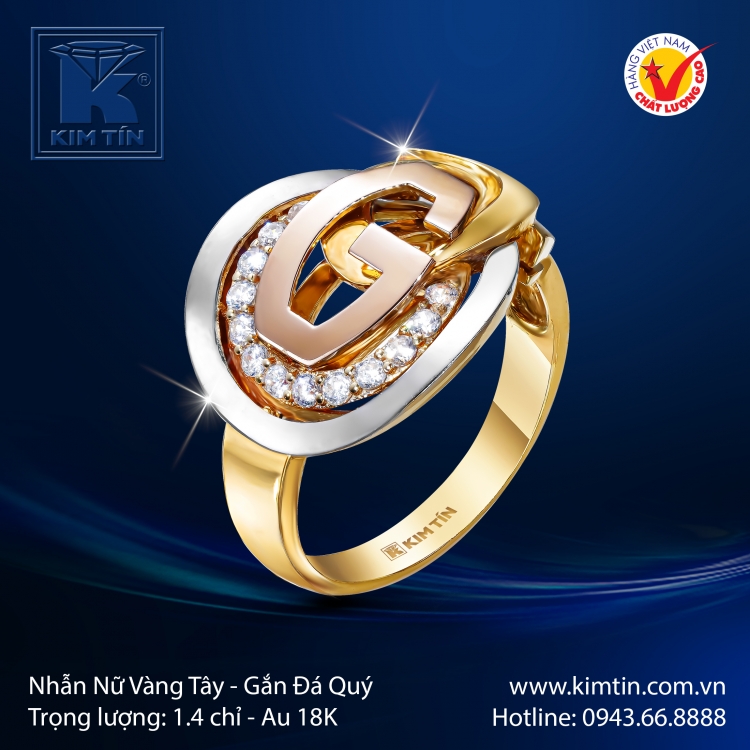 Nhẫn Nữ Vàng Màu 18K