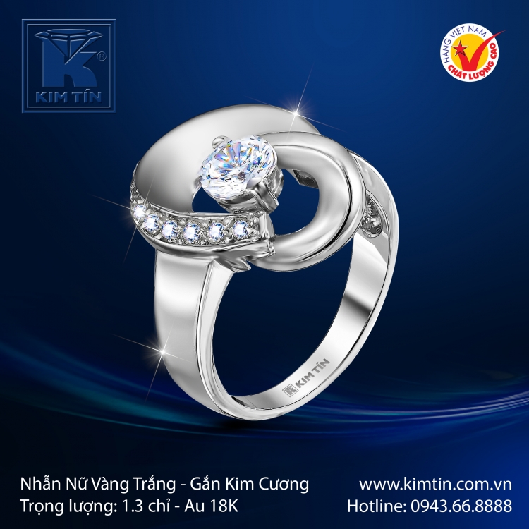 Nhẫn Nữ Vàng Trắng 18K