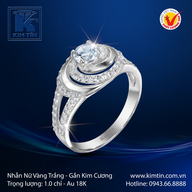 Nhẫn Nữ Vàng Trắng 18K