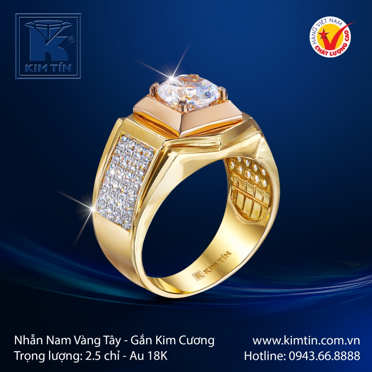 Nhẫn Nam Vàng Màu 18K