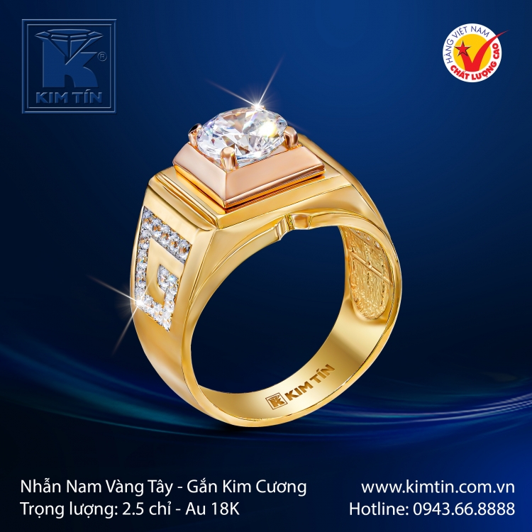 Nhẫn Nam Vàng Màu 18K