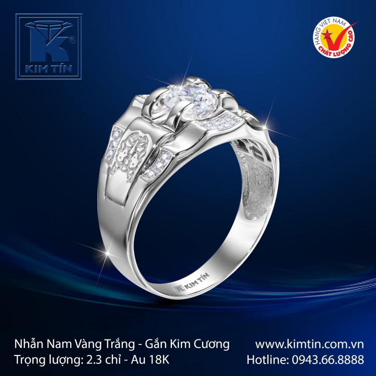 Nhẫn Kim Cương Vàng Trắng 18K