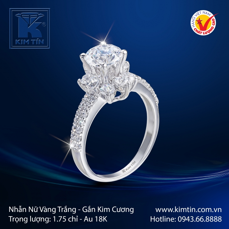 Nhẫn Nữ Vàng Trắng 18K