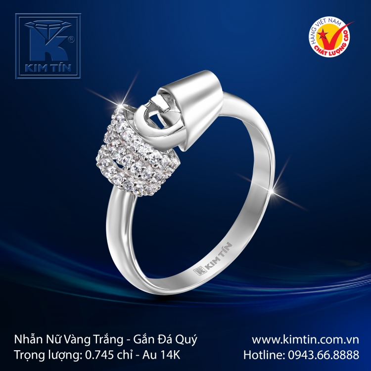 Nhẫn Nữ Vàng Trắng 14K