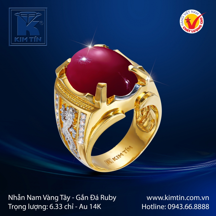 Nhẫn Nam Vàng Màu 14K