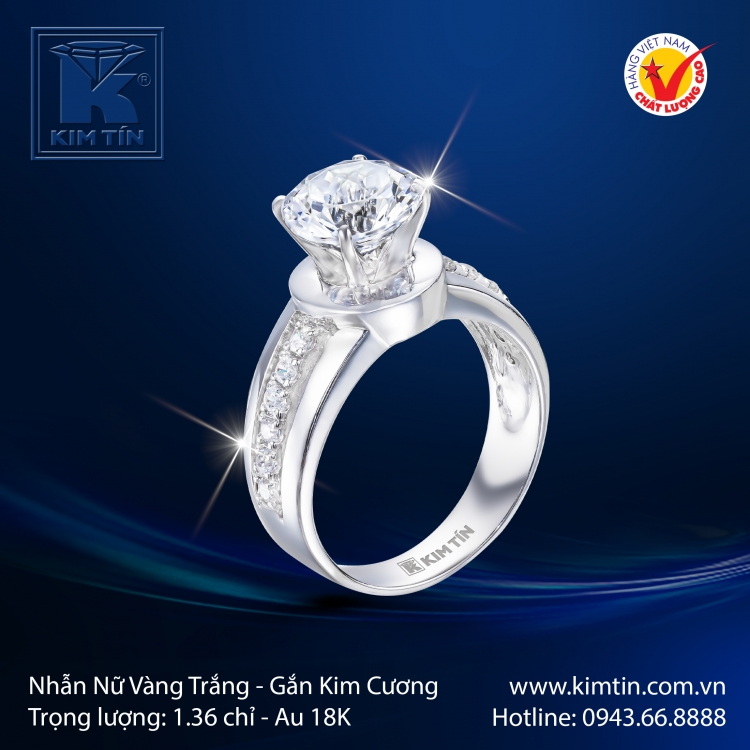 Nhẫn Nữ Vàng Trắng 18K