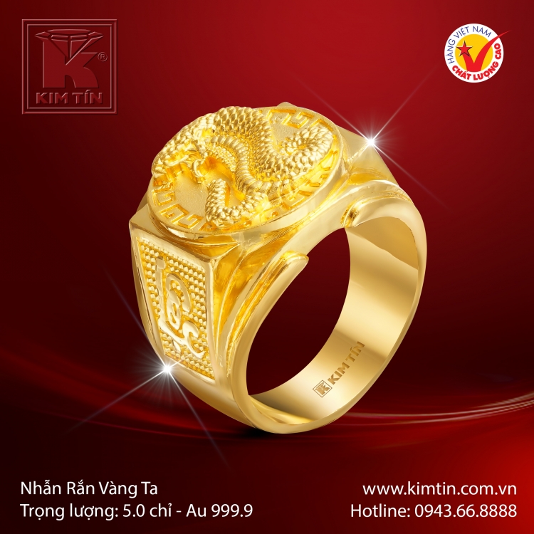 Nhẫn Rắn Vàng 24K