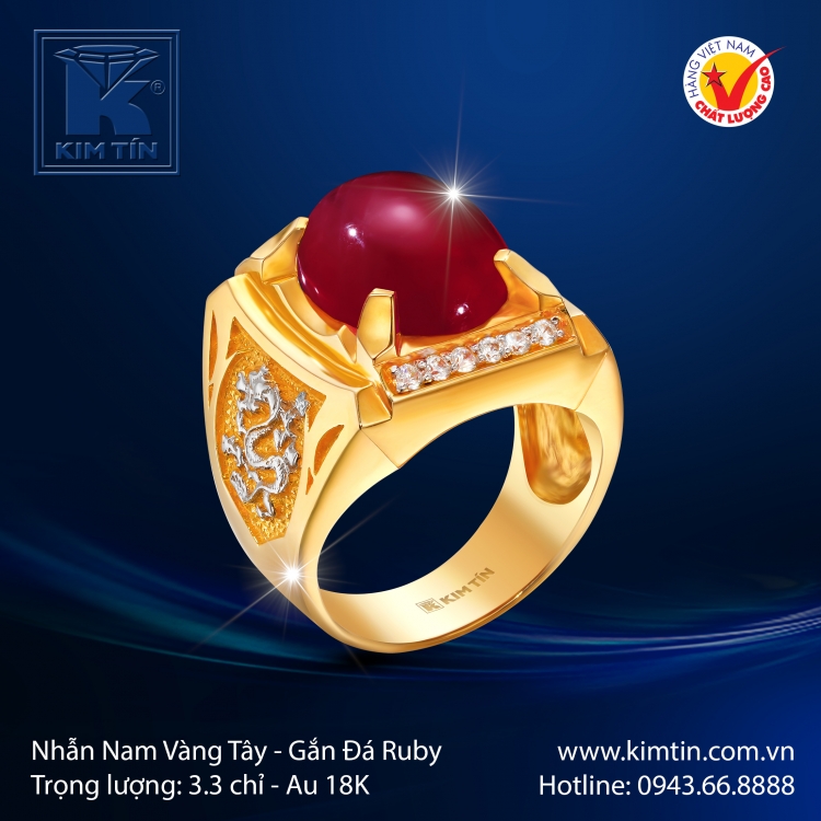 Nhẫn Nam Vàng Màu 18K