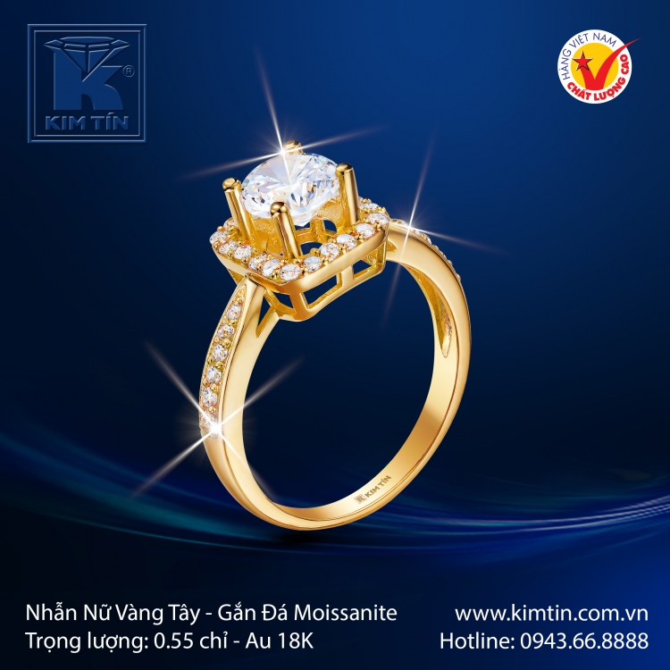 Nhẫn Nữ Vàng Màu 18K