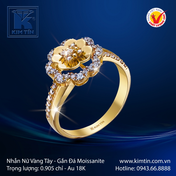 Nhẫn Nữ Vàng Màu 18K