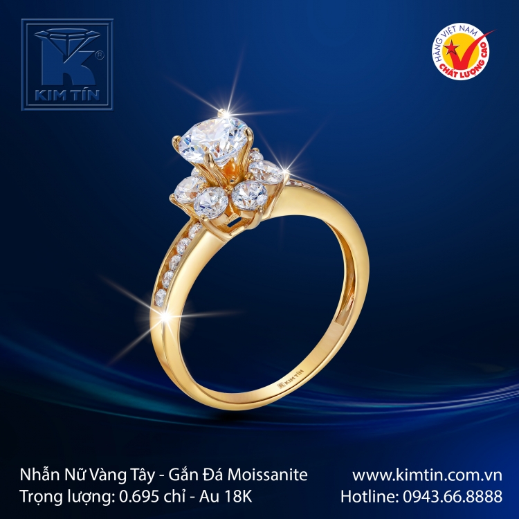 Nhẫn Nữ Vàng Màu 18K