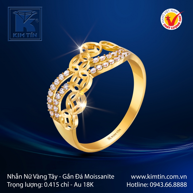 Nhẫn Nữ Vàng Màu 18K