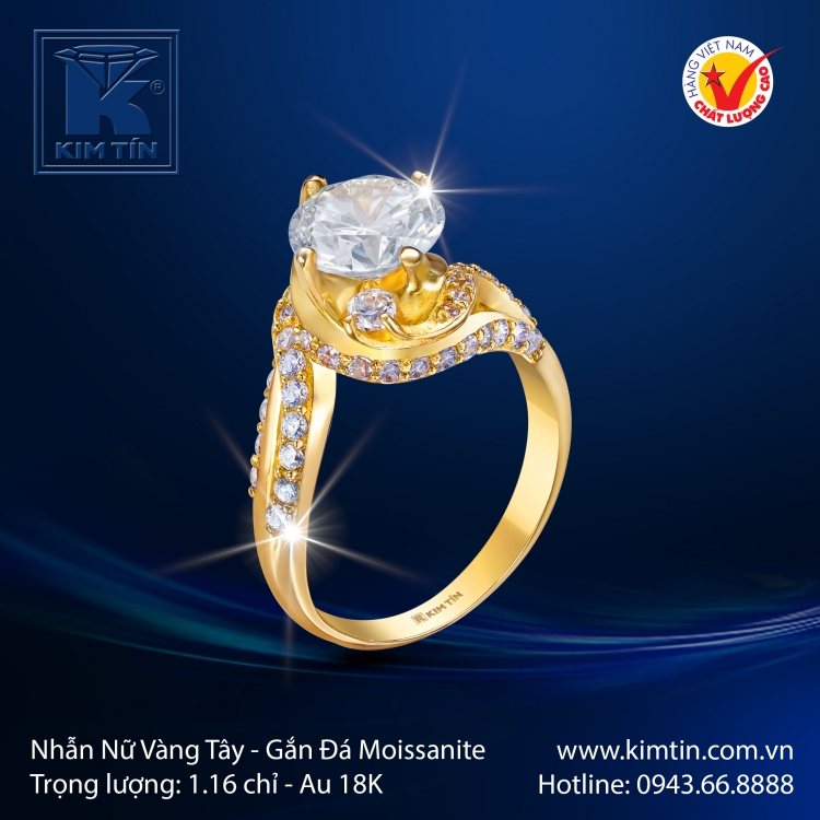 Nhẫn Nữ Vàng Màu 18K