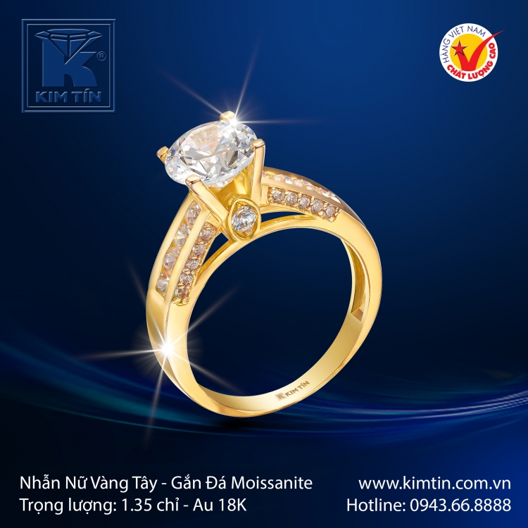 Nhẫn Nữ Vàng Màu 18K