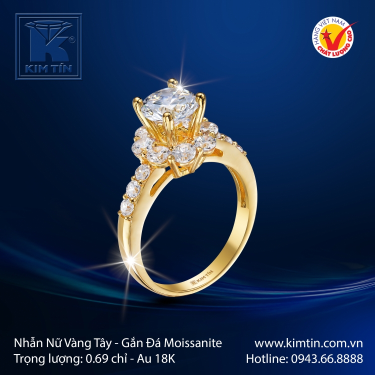 Nhẫn Nữ Vàng Màu 18K