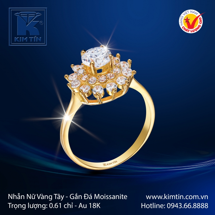 Nhẫn Nữ Vàng Màu 18K