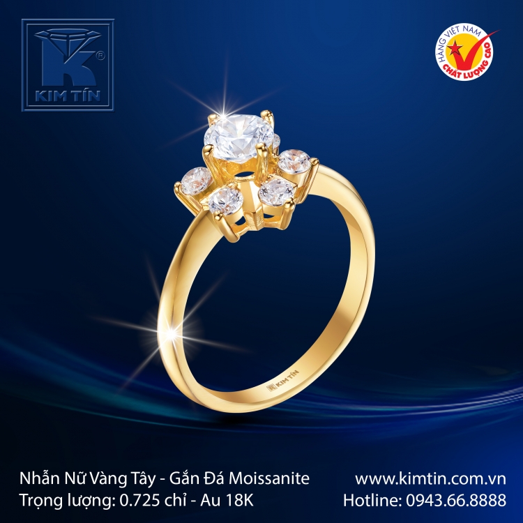 Nhẫn Nữ Vàng Màu 18K