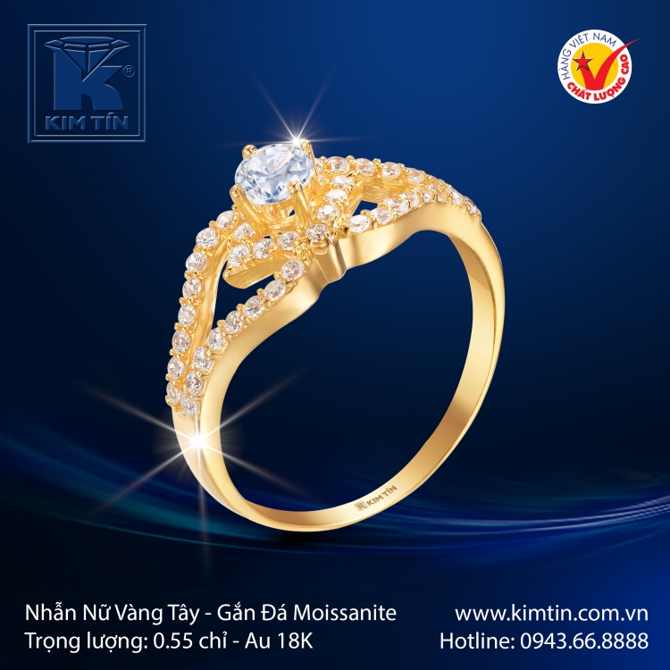 Nhẫn Nữ Vàng Màu 18K