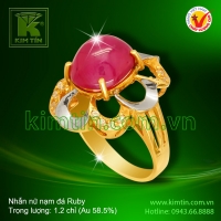 Nhẫn nữ vàng 14k nạm đá Ruby