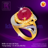 Nhẫn nữ vàng 14k nạm đá Ruby