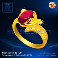 Nhẫn nữ vàng 24k nạm đá Ruby