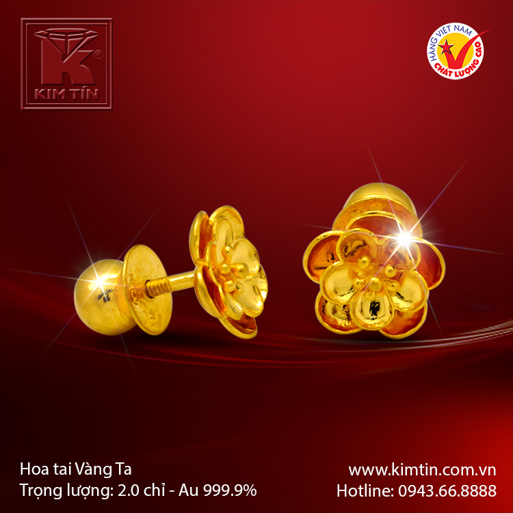 Hoa tai vàng 24k