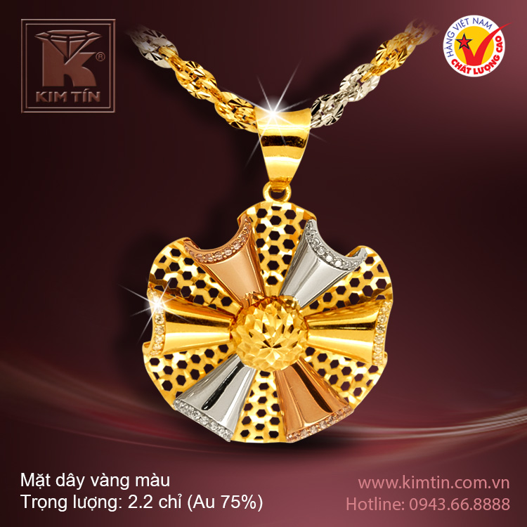 Mặt dây vàng trắng 18K