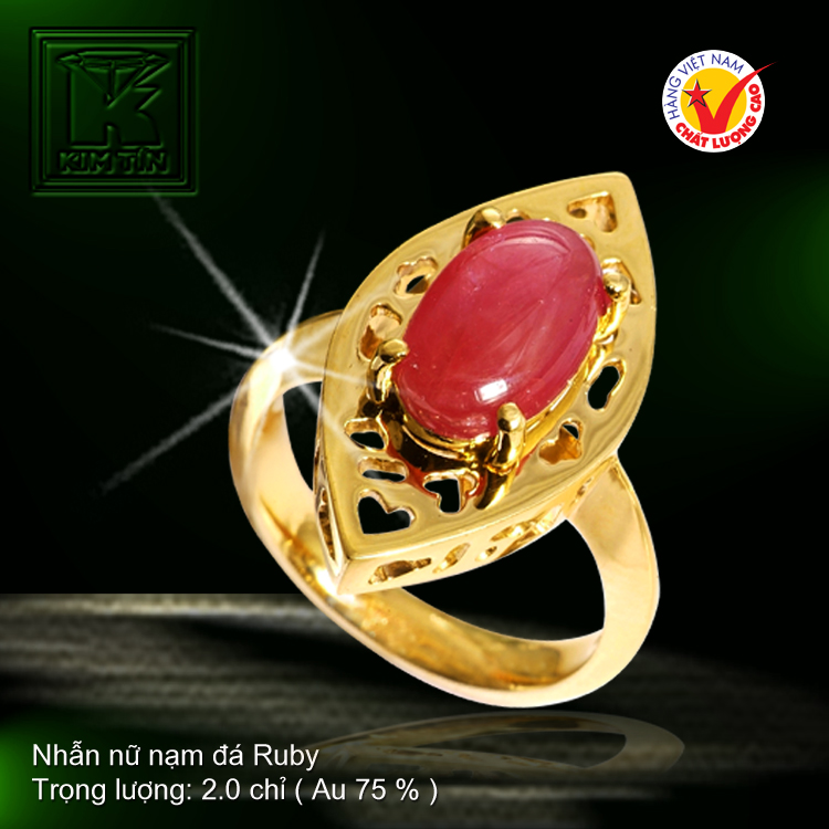 Nhẫn nữ nạm đá Ruby