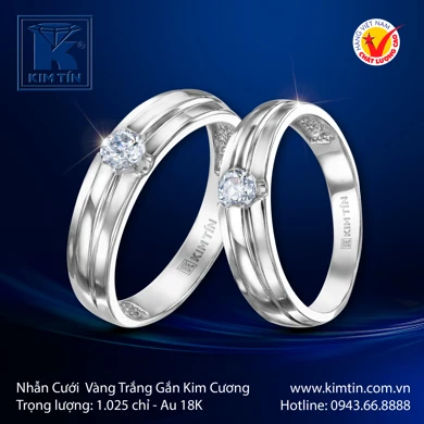 Nhẫn cưới Vàng Trắng 18K 