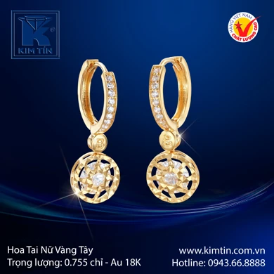 Hoa tai nữ Vàng tây 18K 